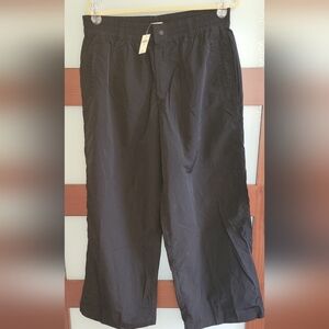 aerie Black Wide-Leg Women's Pants with Elastic Waist Size Large